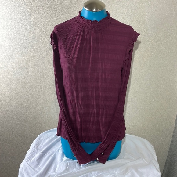 sanctuary romance size medium, maroon, long sleeve blouse - Picture 1 of 7